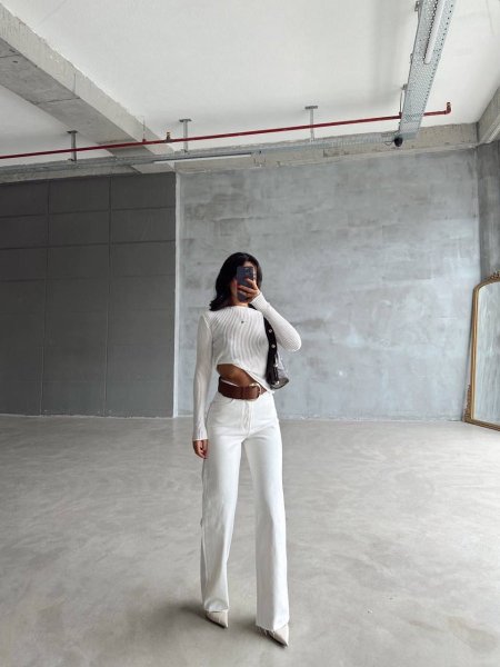 بنطلون جينس باللون الابيض